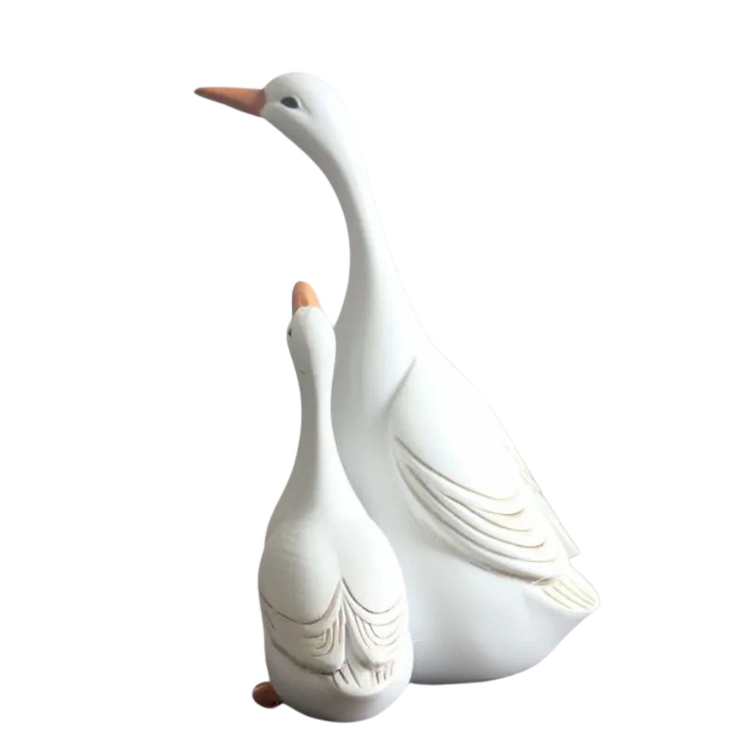 "Together" white goose pair sculpture, large, handcrafted resin home décor figurine, CL House