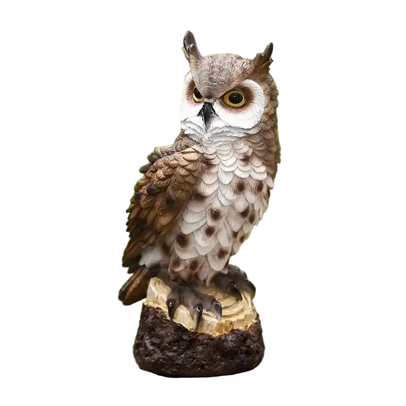 "Midnight Sage" owl ornament, hand-painted resin woodland bird sculpture, CL House