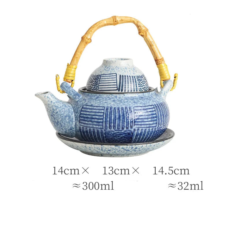 The "Azure Ripple" Japanese Ceramic Tea Set