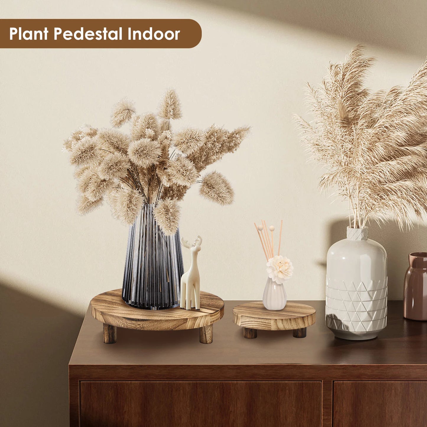 wooden tray
wooden stool display stand
wooden riser
wood plant holder
rustic decor
plant riser
patio decor
display stand