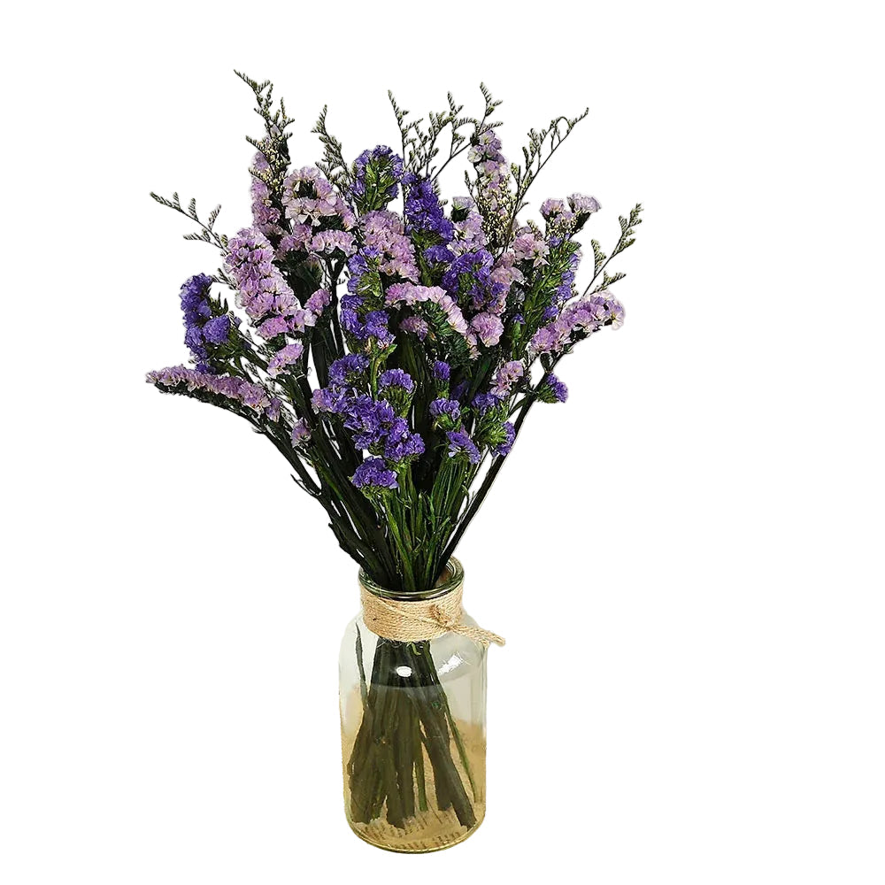 "Still Water" dried statice flower bouquet in Lavender Frost — pale lavender and white statice clusters, soft dried botanical arrangement