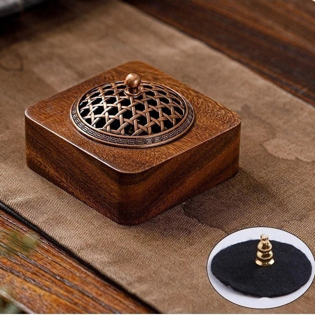 "Dragon & Phoenix" walnut wood coil incense burner — CL House Candles & Fragrance