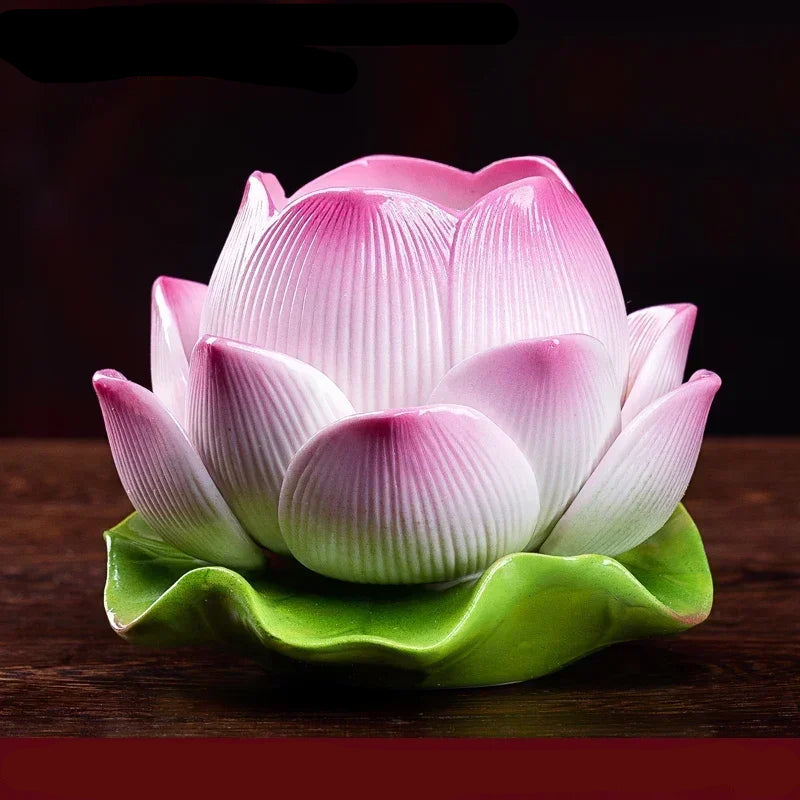 Ceramic lotus candle holder
Buddhist butter lamp holder
Feng Shui home decor UK
Lotus flower altar supplies
Spiritual home ornaments
Zen meditation accessories
Premium ceramic candle stand
High-grade Buddha ware
Decorative tea light holder