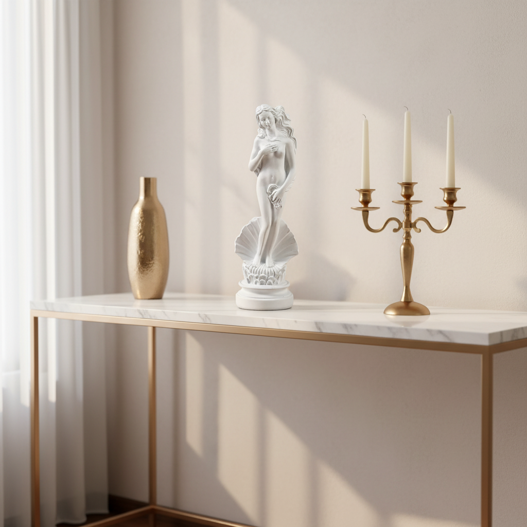 "Aura of Aphrodite" Greek mythology resin sculpture, styled on bookshelf, CL House