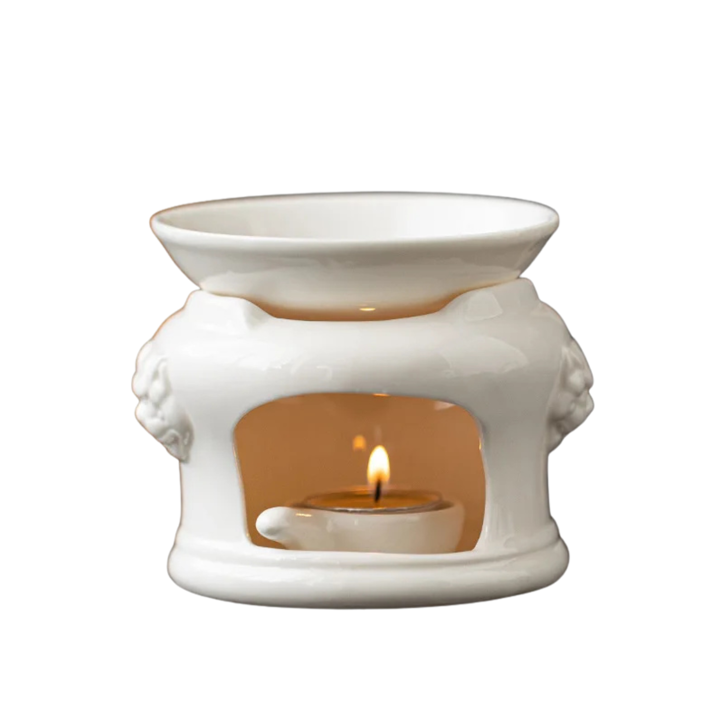 "Zen Glow" white porcelain oil burner and tea warmer — sculptural design — CL House Candles & Fragrance