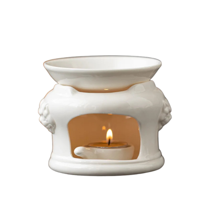"Zen Glow" white porcelain oil burner and tea warmer — sculptural design — CL House Candles & Fragrance