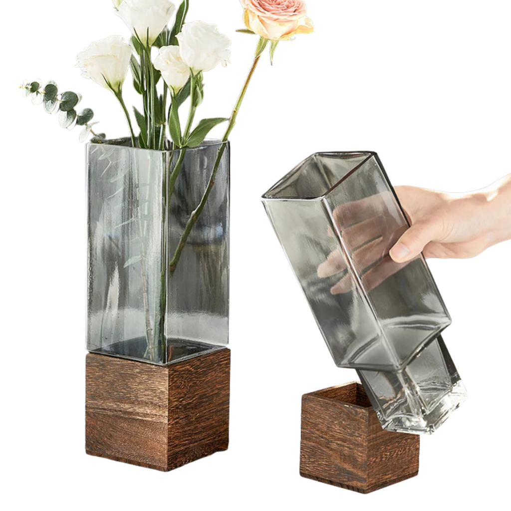 "Timber & Glass" Square Stem Vase