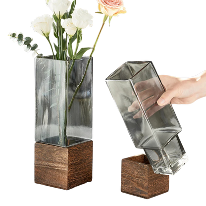 "Timber & Glass" Square Stem Vase