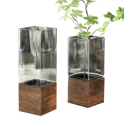 "Timber & Glass" Square Stem Vase