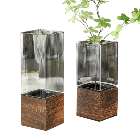 "Timber & Glass" Square Stem Vase