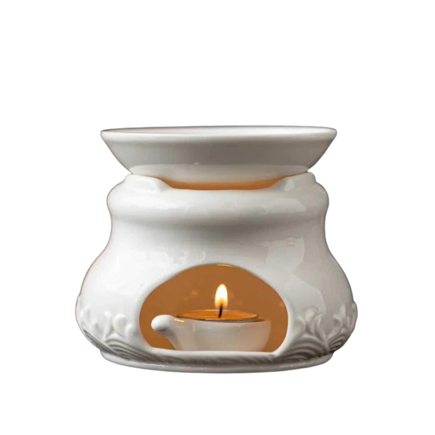 "Zen Glow" white porcelain oil burner and tea warmer — sculptural design — CL House Candles & Fragrance
