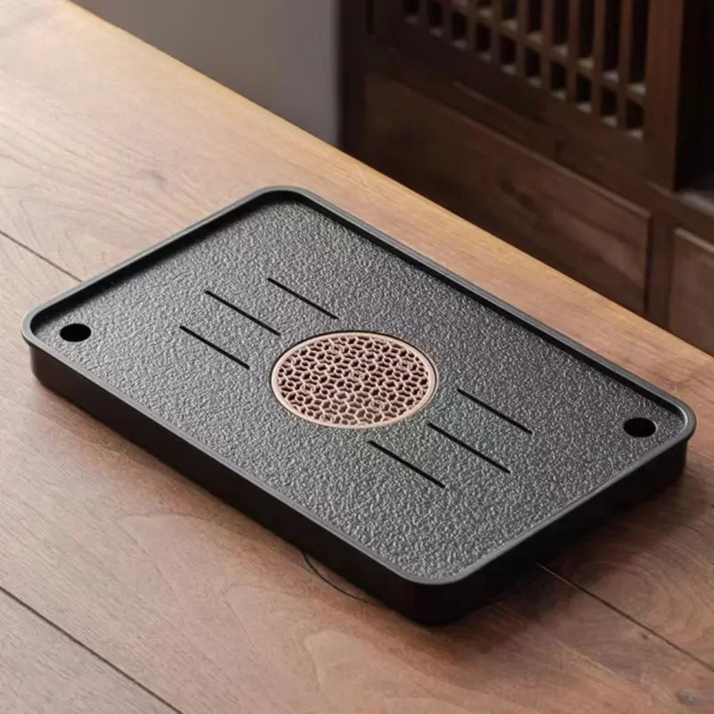 "Gongfu Cha Pan" Stone & Wood Drainage Tea Tray