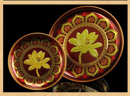 zinc alloy plate

tribute plate

metal plate

high foot plate

creative tray

chinese fruit dish

celestial offering

buddha hall accessories