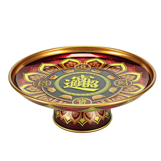 zinc alloy plate

tribute plate

metal plate

high foot plate

creative tray

chinese fruit dish

celestial offering

buddha hall accessories