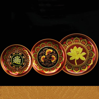 zinc alloy plate

tribute plate

metal plate

high foot plate

creative tray

chinese fruit dish

celestial offering

buddha hall accessories