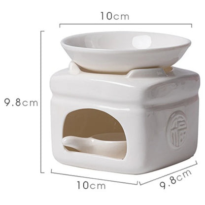 "Zen Glow" white porcelain oil burner and tea warmer — sculptural design — CL House Candles & Fragrance