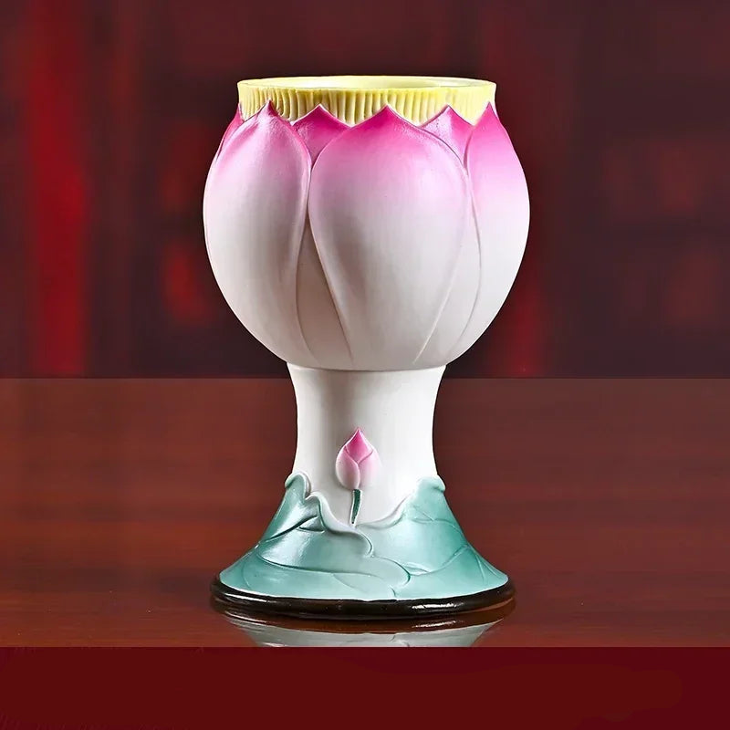 Ceramic lotus candle holder

Buddhist butter lamp holder

Feng Shui home decor UK

Lotus flower altar supplies

Spiritual home ornaments

Zen meditation accessories

Premium ceramic candle stand

High-grade Buddha ware

Decorative tea light holder