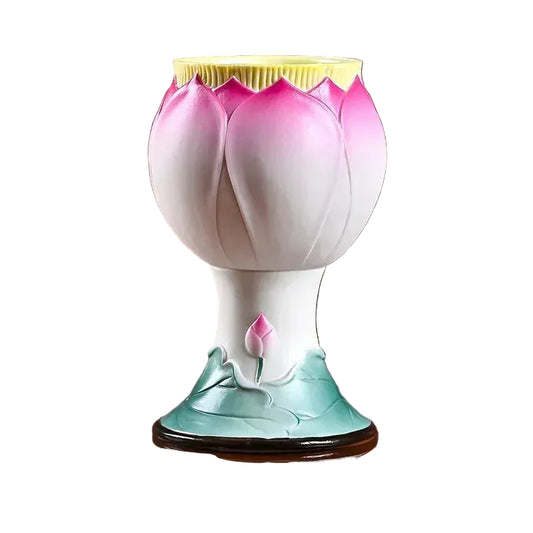 Ceramic lotus candle holder

Buddhist butter lamp holder

Feng Shui home decor UK

Lotus flower altar supplies

Spiritual home ornaments

Zen meditation accessories

Premium ceramic candle stand

High-grade Buddha ware

Decorative tea light holder