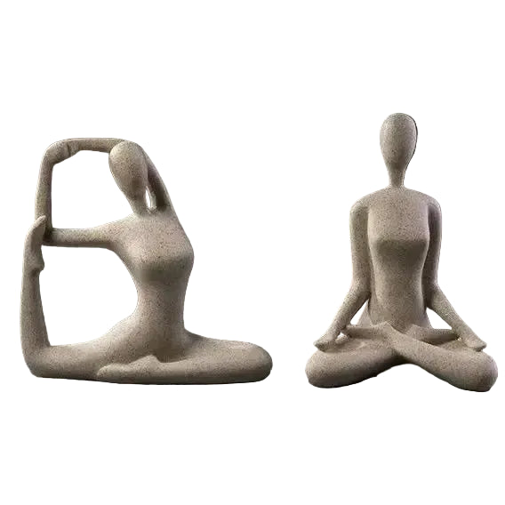 "Sand Form" Yoga Meditation Sculpture — Small, Coiled Pose, sandstone resin finish