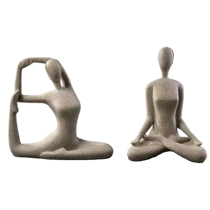 "Sand Form" Yoga Meditation Sculpture — Small, Coiled Pose, sandstone resin finish