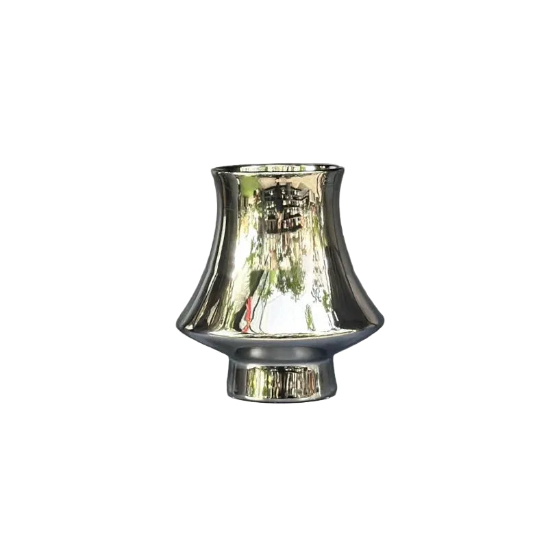 Bell Tower metallic ceramic vase in Silver finish, Large size 11×21cm, white background