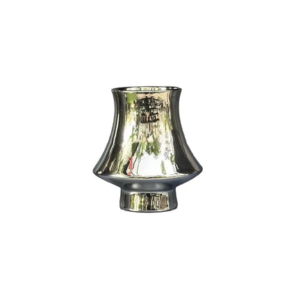 Bell Tower metallic ceramic vase in Silver finish, Large size 11×21cm, white background