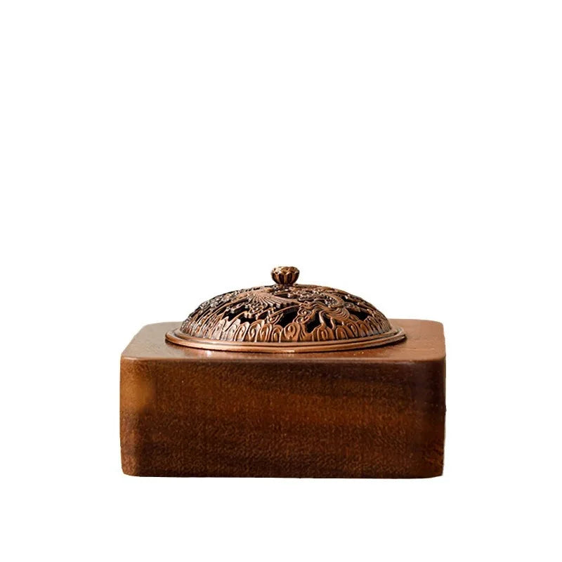 "Dragon & Phoenix" walnut wood coil incense burner — CL House Candles & Fragrance