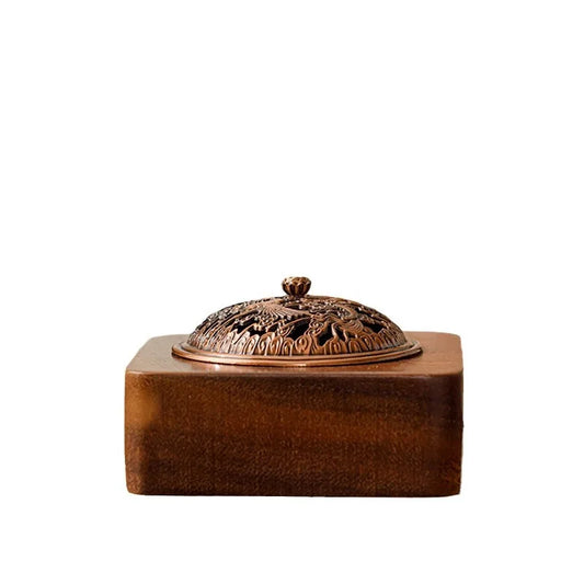 "Dragon & Phoenix" walnut wood coil incense burner — CL House Candles & Fragrance
