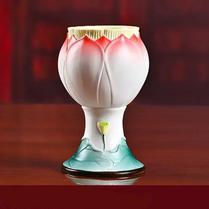 Ceramic lotus candle holder

Buddhist butter lamp holder

Feng Shui home decor UK

Lotus flower altar supplies

Spiritual home ornaments

Zen meditation accessories

Premium ceramic candle stand

High-grade Buddha ware

Decorative tea light holder