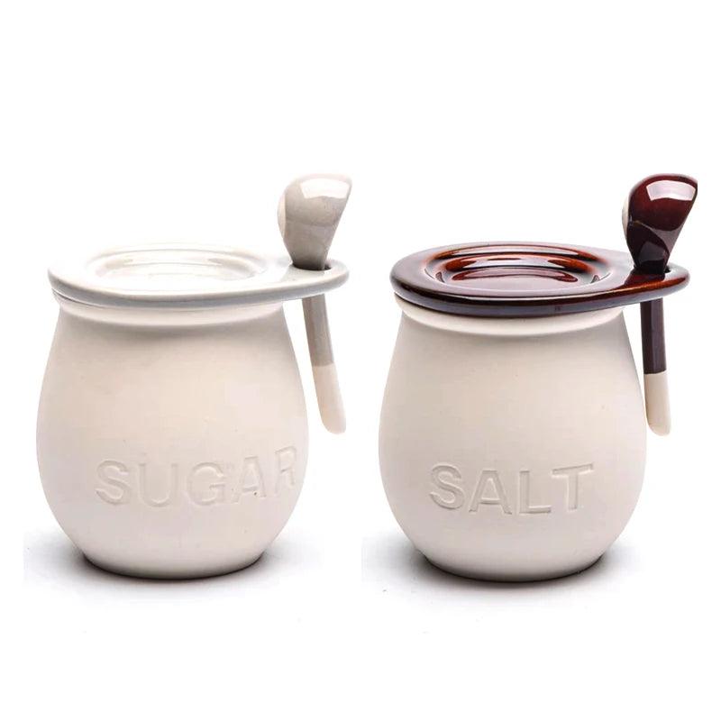 vintage charm

ceramic spice jar

spice container

sugar jar

salt shaker

vintage jar

sealed jar

moisture-proof jar

food storage

spoon set