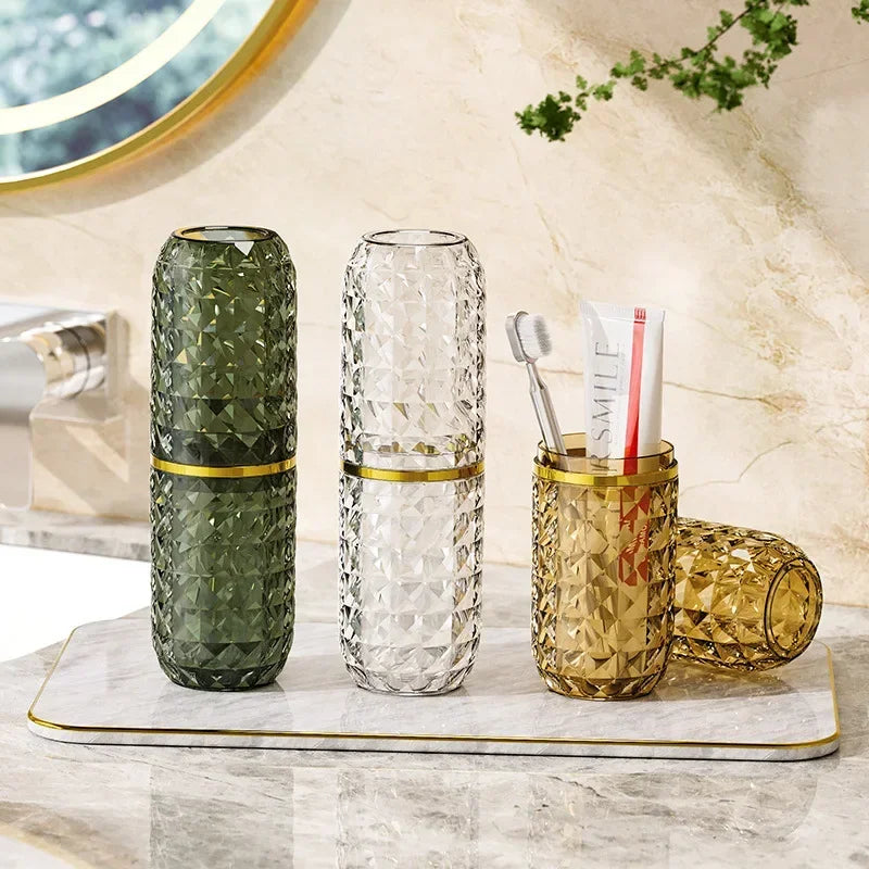 Portable travel wash cup

Luxury toothbrush holder 

Diamond pattern travel set

Toothpaste storage box

Hygienic travel wash kit

Travel mouthwash cup

Light luxury bathroom accessories

Business travel hygiene set

Compact wash bag organiser