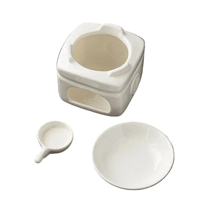"Zen Glow" white porcelain oil burner and tea warmer — sculptural design — CL House Candles & Fragrance