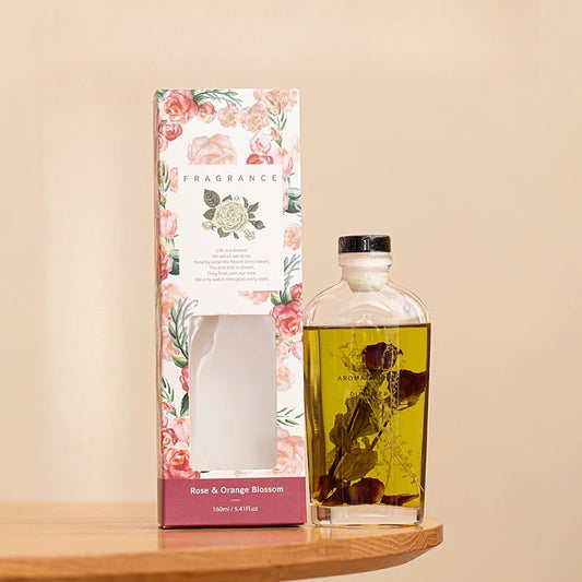"Botanical Dreams" reed diffuser 160ml — Rose Orange Blossom fragrance — botanical diffuser with dried florals — CL House