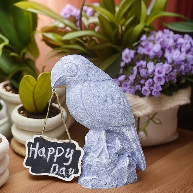Parrot garden sculpture

Outdoor message board statue

Resin bird ornament 

Tropical garden decor

Patio welcome sign

Weatherproof garden statue

Exotic bird foyer decoration

Vibrant lawn ornaments

Gift for gardeners