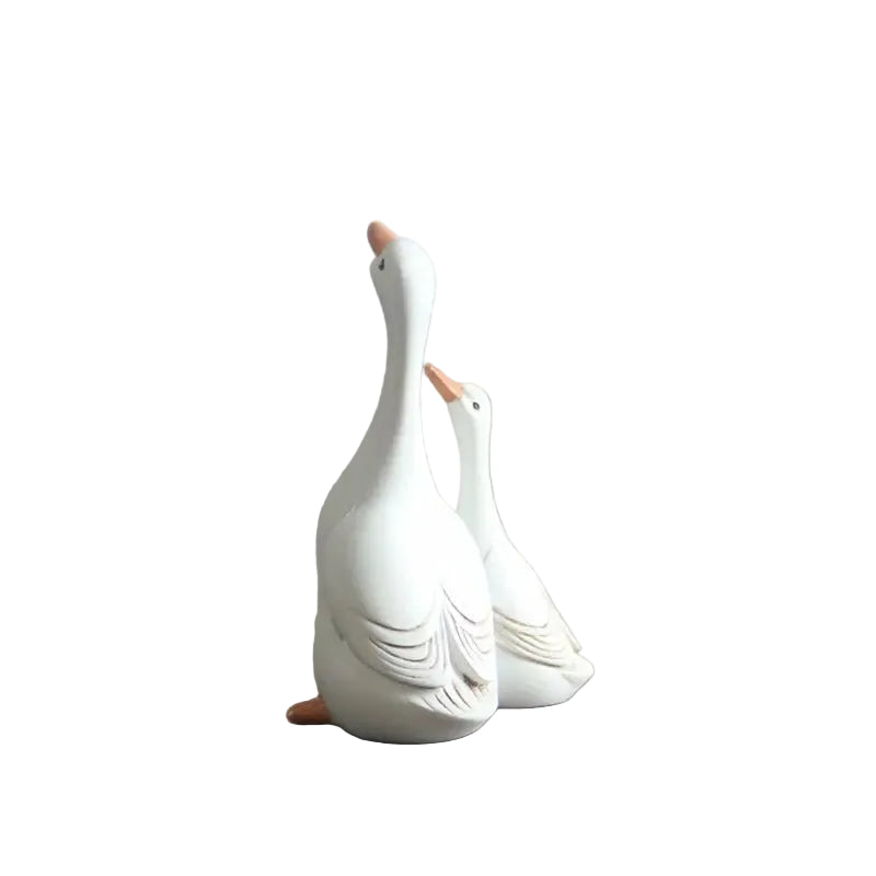 "Together" white goose pair sculpture, small, handcrafted resin home décor figurine, CL House