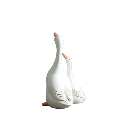 "Together" white goose pair sculpture, small, handcrafted resin home décor figurine, CL House