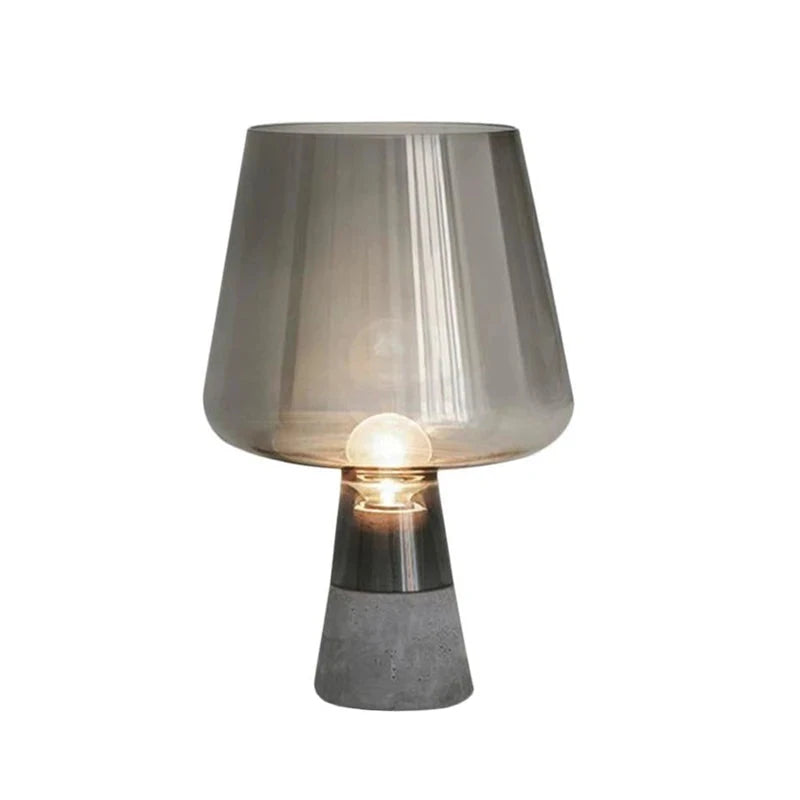Smoked Grey & Amber Cement & Glass Table Lamp