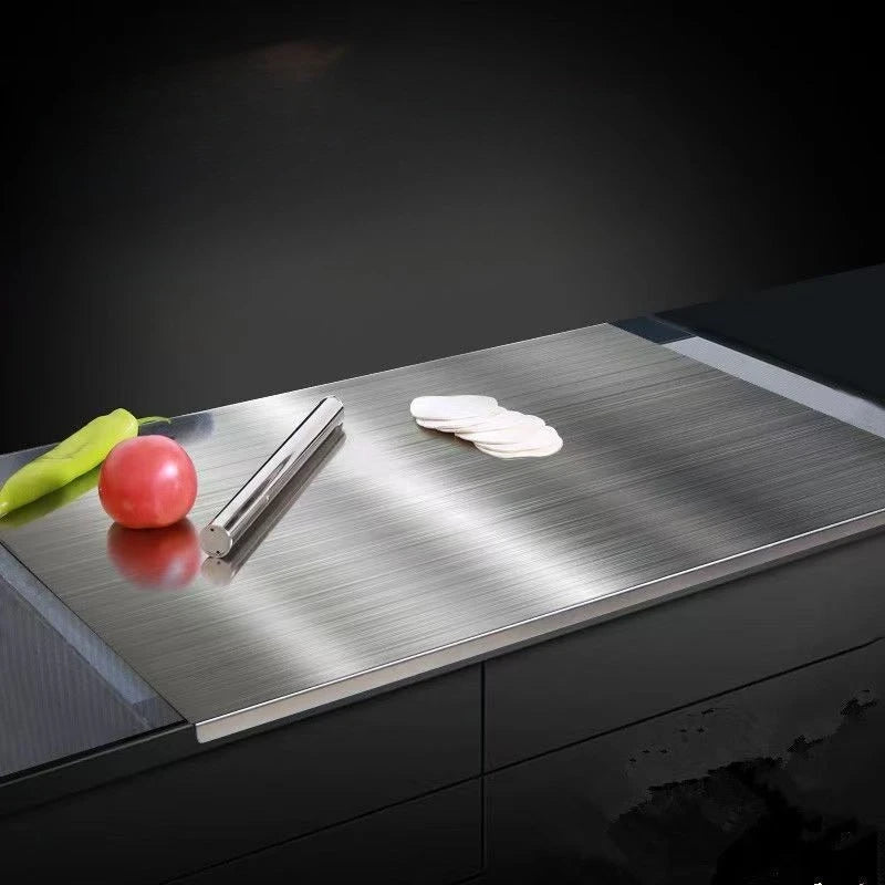 clHouse & Home
Stainless steel chopping board Worktop protector with lip Steel dough kneading board

L-shaped stainless steel board Anti-bacterial cutting surface Chef-grade kitchen accessories

Hygienic meat cutting board Metal pastry board Professional kitchen worktop guard