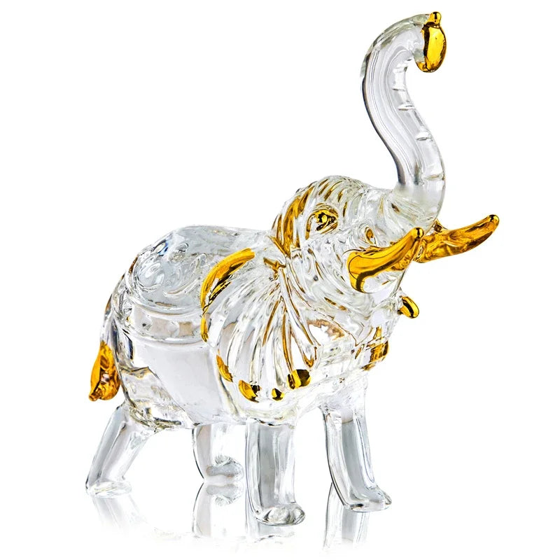 Nordic crystal elephant Gold elephant ornament Zhaocai wealth statue Handmade crystal animal Luxury home decor Crystal elephant figurine Feng Shui office decor Minimalist animal statue Elephant gift for luck