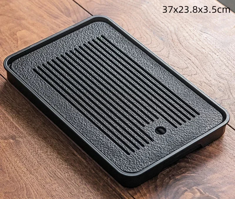 "Gongfu Cha Pan" Stone & Wood Drainage Tea Tray