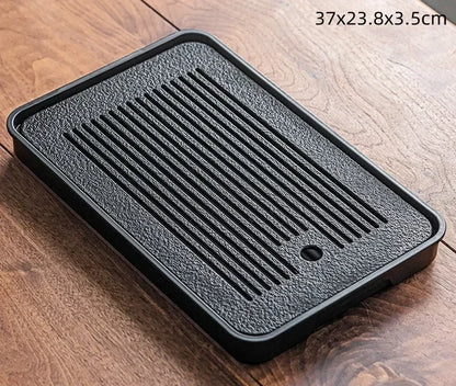 "Gongfu Cha Pan" Stone & Wood Drainage Tea Tray