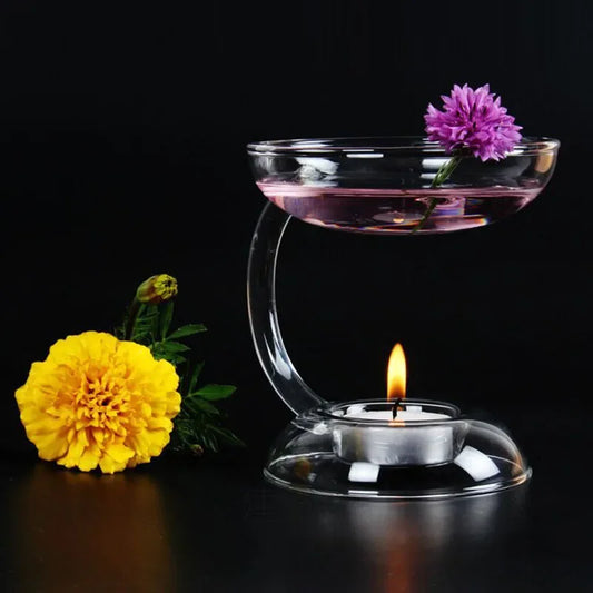 clarity bloom

glass oil burner

aromatherapy oil lamp

candle oil burner

essential oil diffuser

aroma furnace

hand-made glass

aromatherapy gifts