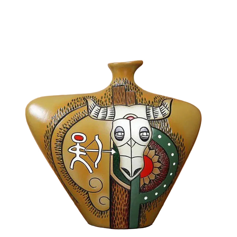 "Heritage" Yunnan ethnic ceramic vase, style 1, handcrafted folk art ornament, CL House