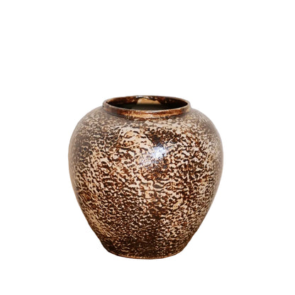 Round Earth ceramic pot vase in Ember Glaze finish, 15×15cm, on white background