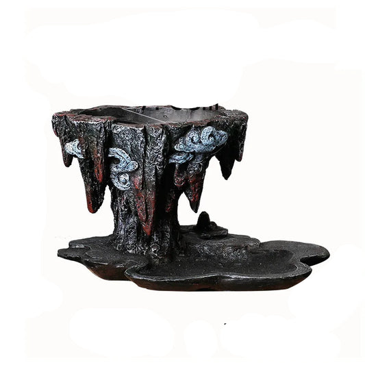"Floating Rock" Bonsai Planter — Large size, Stone Grey, styled with bonsai