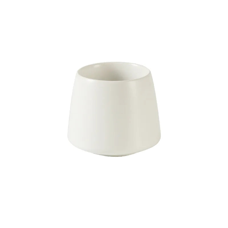 Single cone-shaped ceramic cup, clean white gloss finish, 200ml, bathroom toothbrush holder, white background