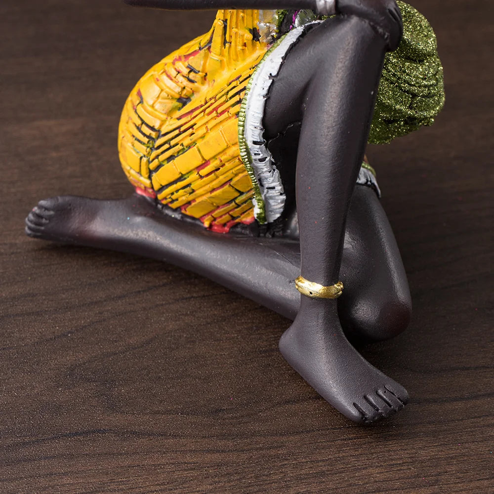 Abstract African sculpture

Black woman figurine

RAKKS home decor

Resin ethnic art

Modern wine cabinet ornament

African heritage statue

Contemporary shelf decor

Cultural home accessories

Boutique cafe decoration