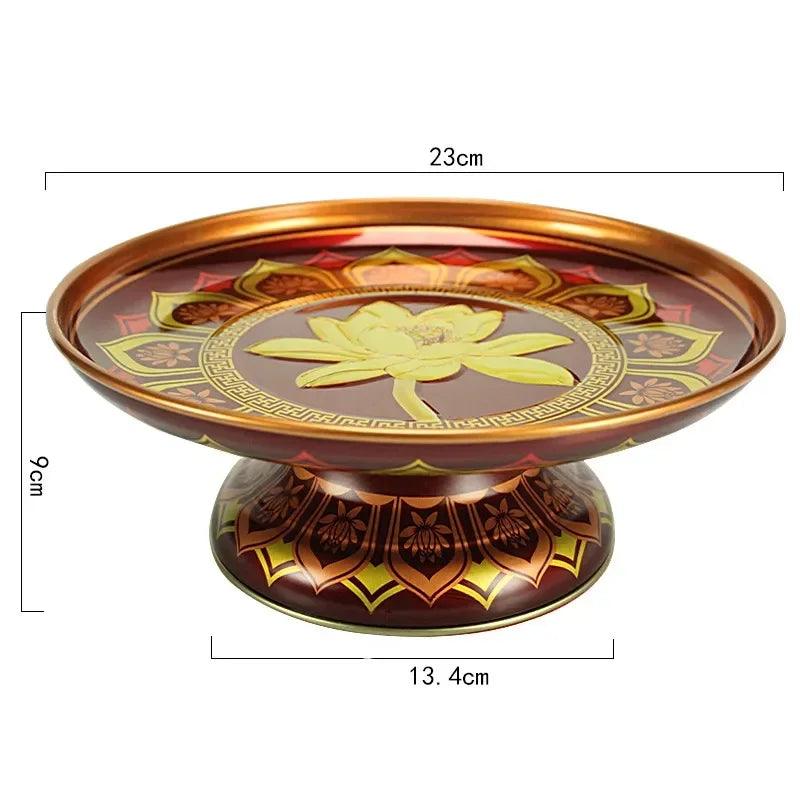 45935949119723 zinc alloy plate

tribute plate

metal plate

high foot plate

creative tray

chinese fruit dish

celestial offering

buddha hall accessories