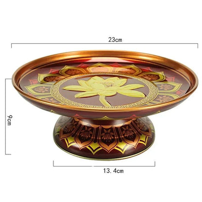 45935949119723 zinc alloy plate

tribute plate

metal plate

high foot plate

creative tray

chinese fruit dish

celestial offering

buddha hall accessories