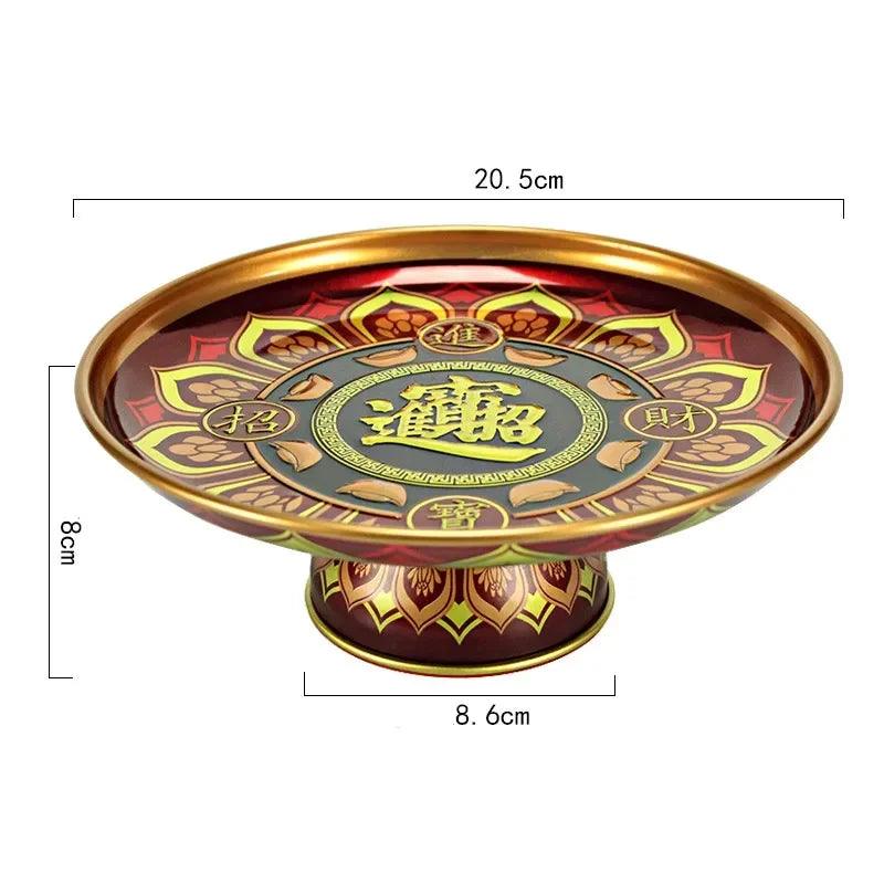 45935949021419 zinc alloy plate

tribute plate

metal plate

high foot plate

creative tray

chinese fruit dish

celestial offering

buddha hall accessories